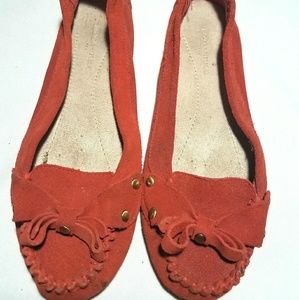 Banana republic orange suede loafers size 6